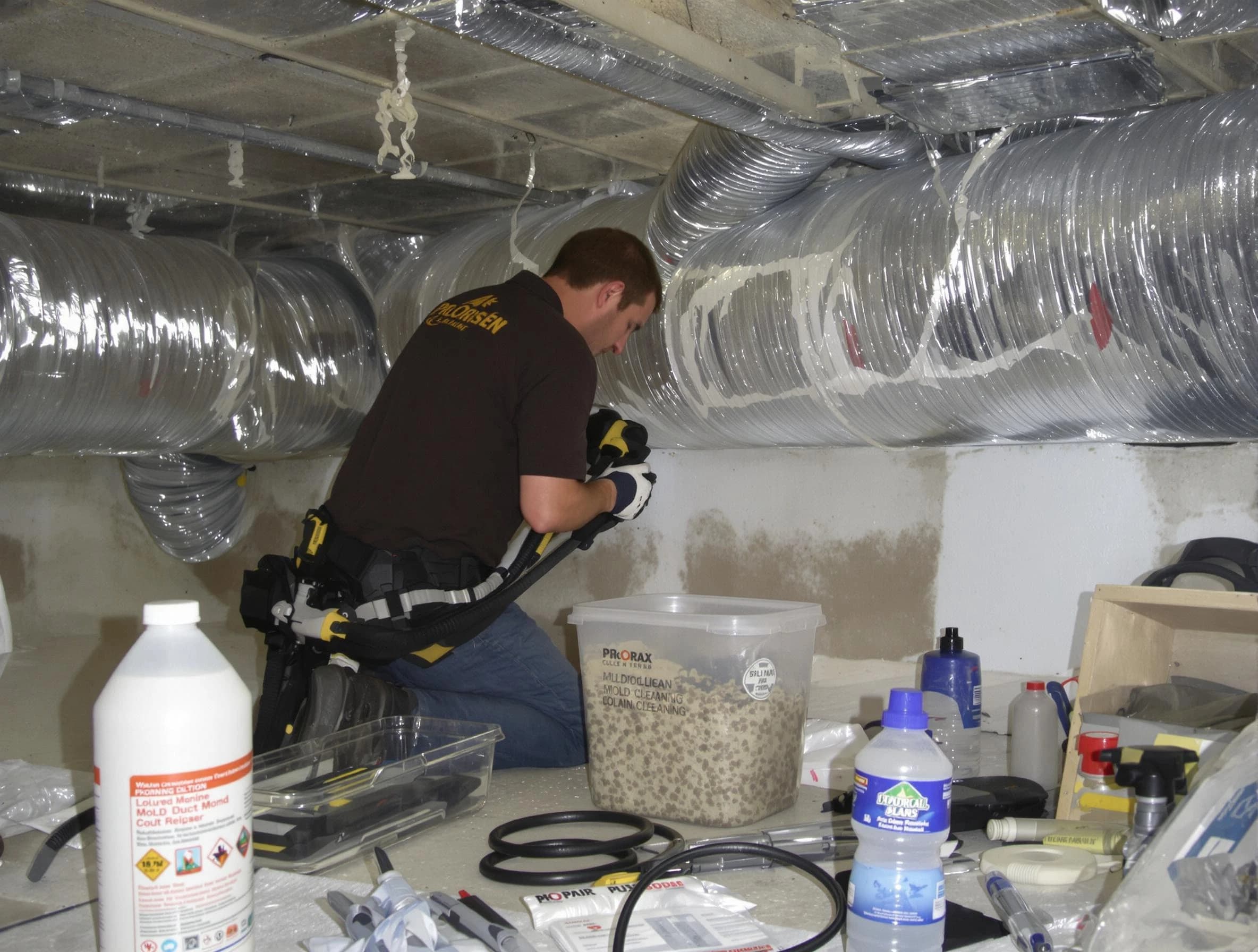 Hyrum Air Duct Cleaning specialist performing professional mold removal from air ducts in Hyrum