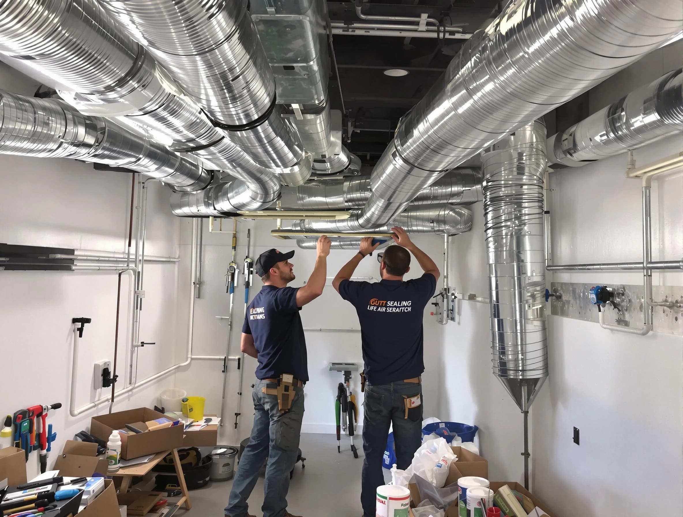 Hyrum Air Duct Cleaning technician applying professional duct sealing solutions in Hyrum