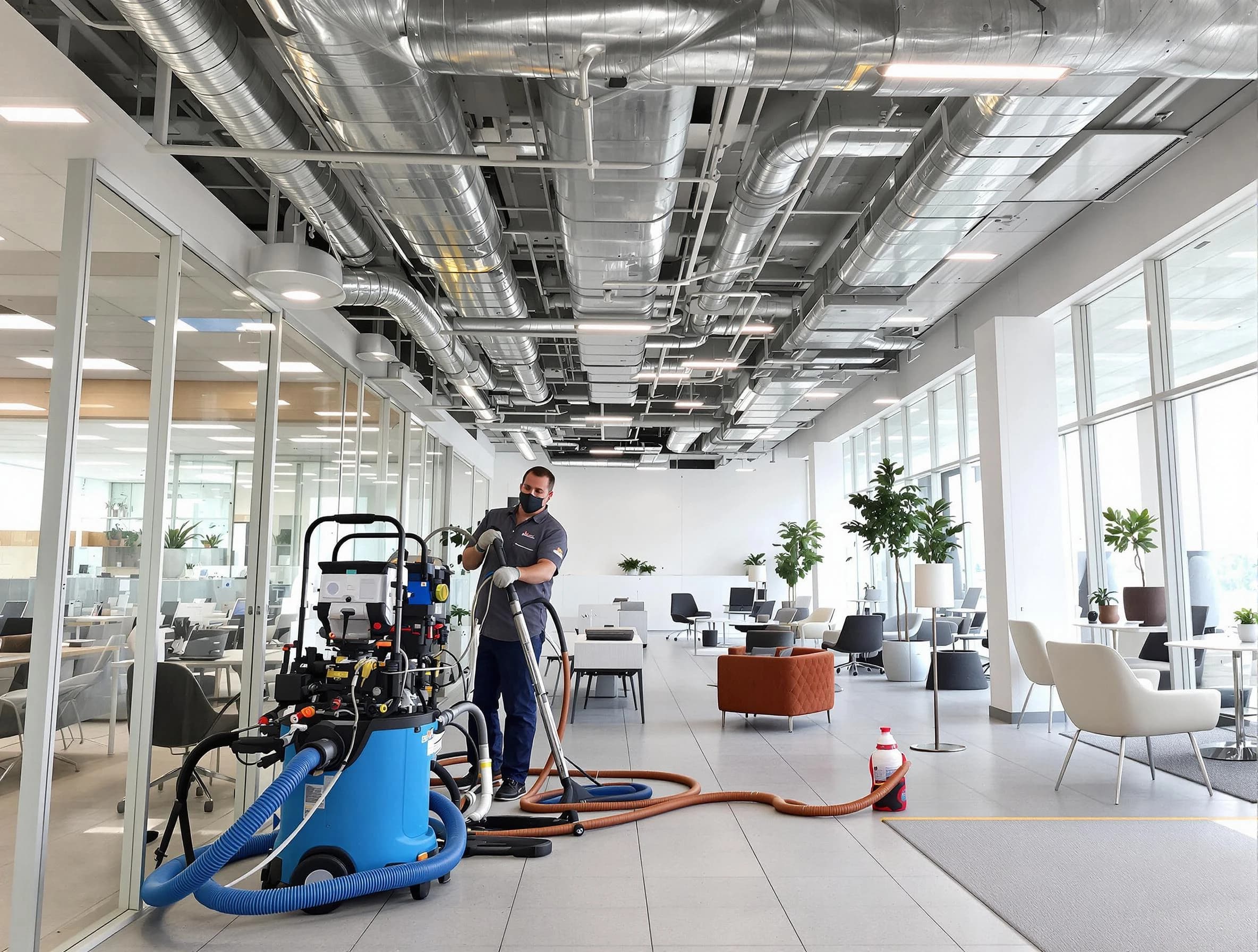 Hyrum Air Duct Cleaning team conducting comprehensive commercial duct cleaning at a business location in Hyrum