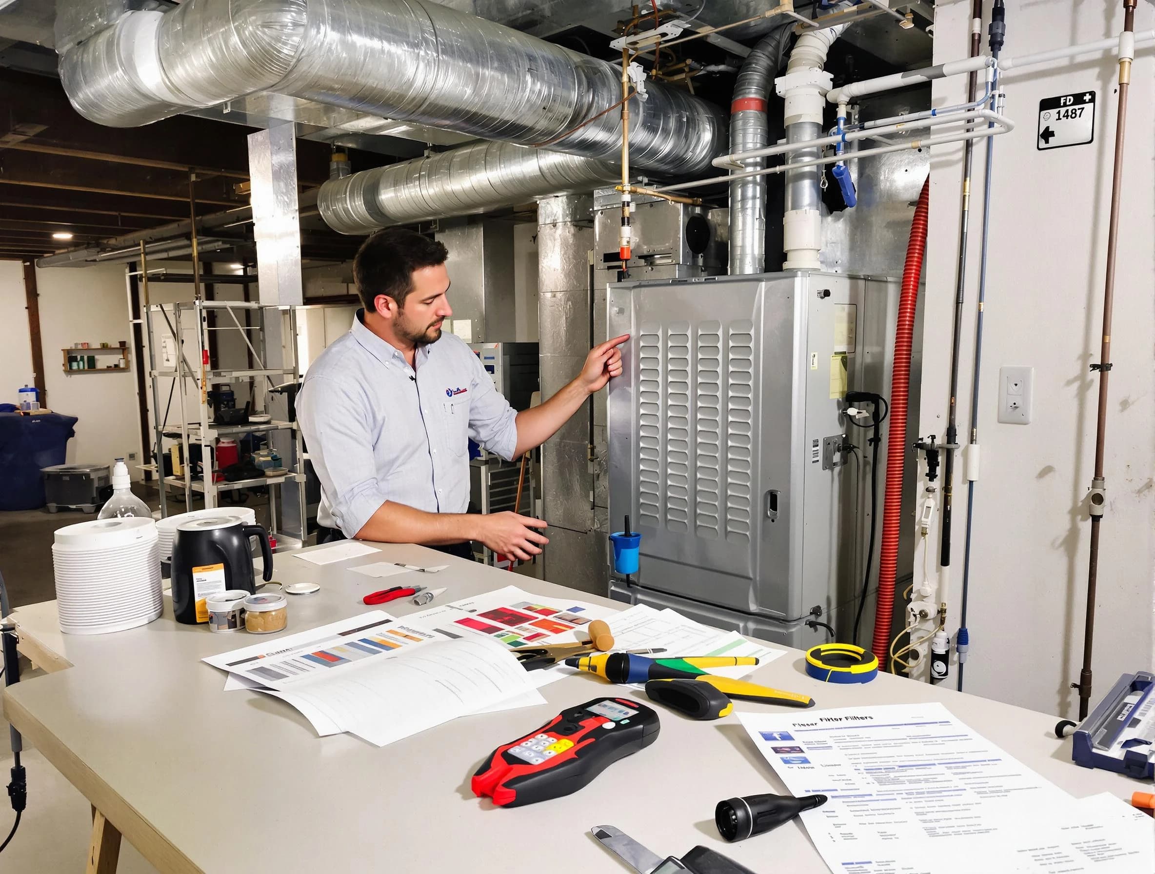 Hyrum Air Duct Cleaning inspector conducting detailed filter system evaluation using professional diagnostic tools in Hyrum