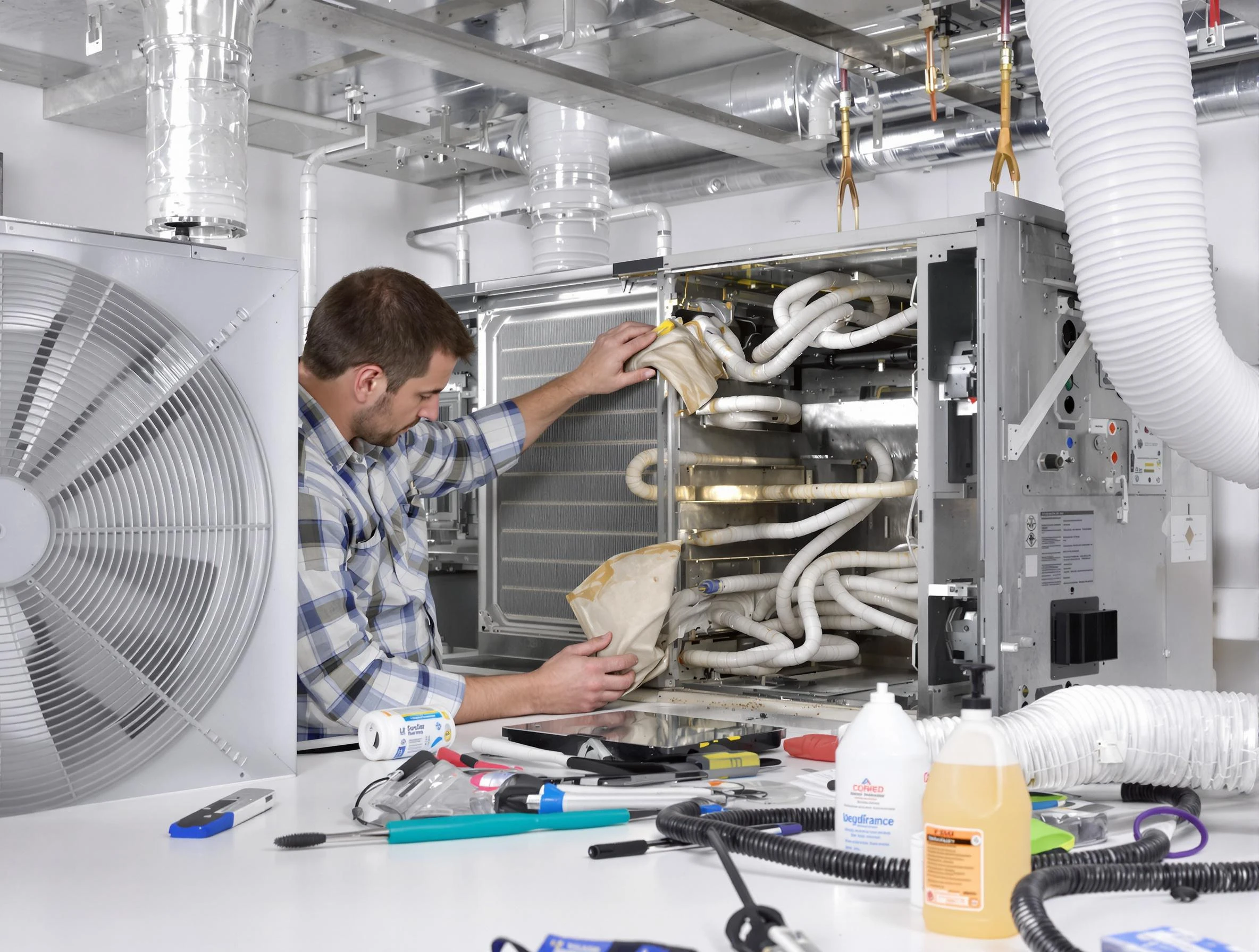 Hyrum Air Duct Cleaning specialist performing precision AC coil cleaning in Hyrum