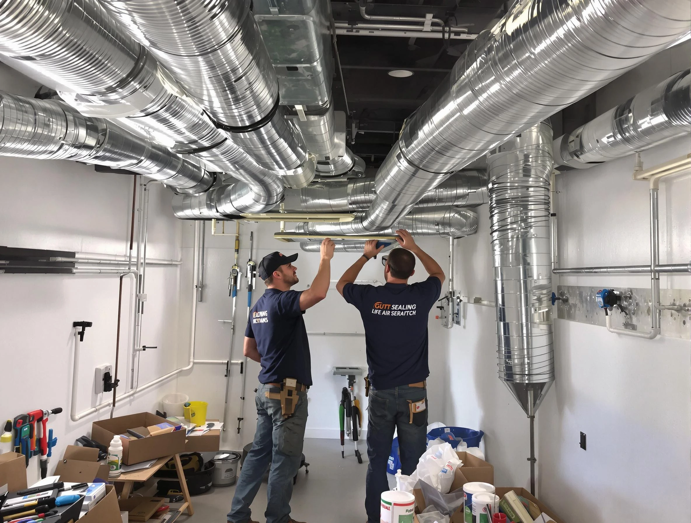 Hyrum Air Duct Cleaning technician applying professional duct sealing solutions in Hyrum